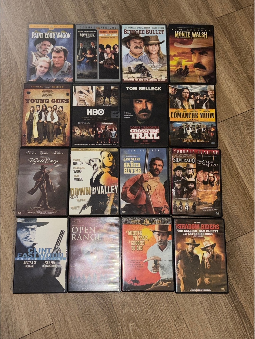Western DVD Lot 15 Cases Tom Selleck Clint Eastwood D158